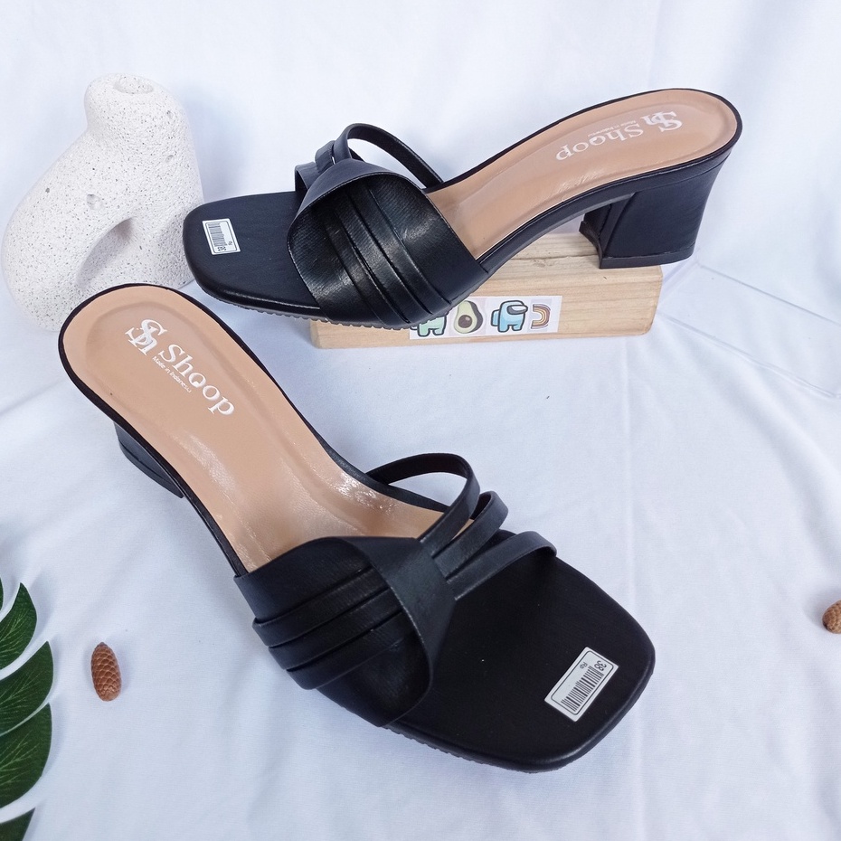 Sendal Heels Wanita Kokop Cantik Ul08 Hitam