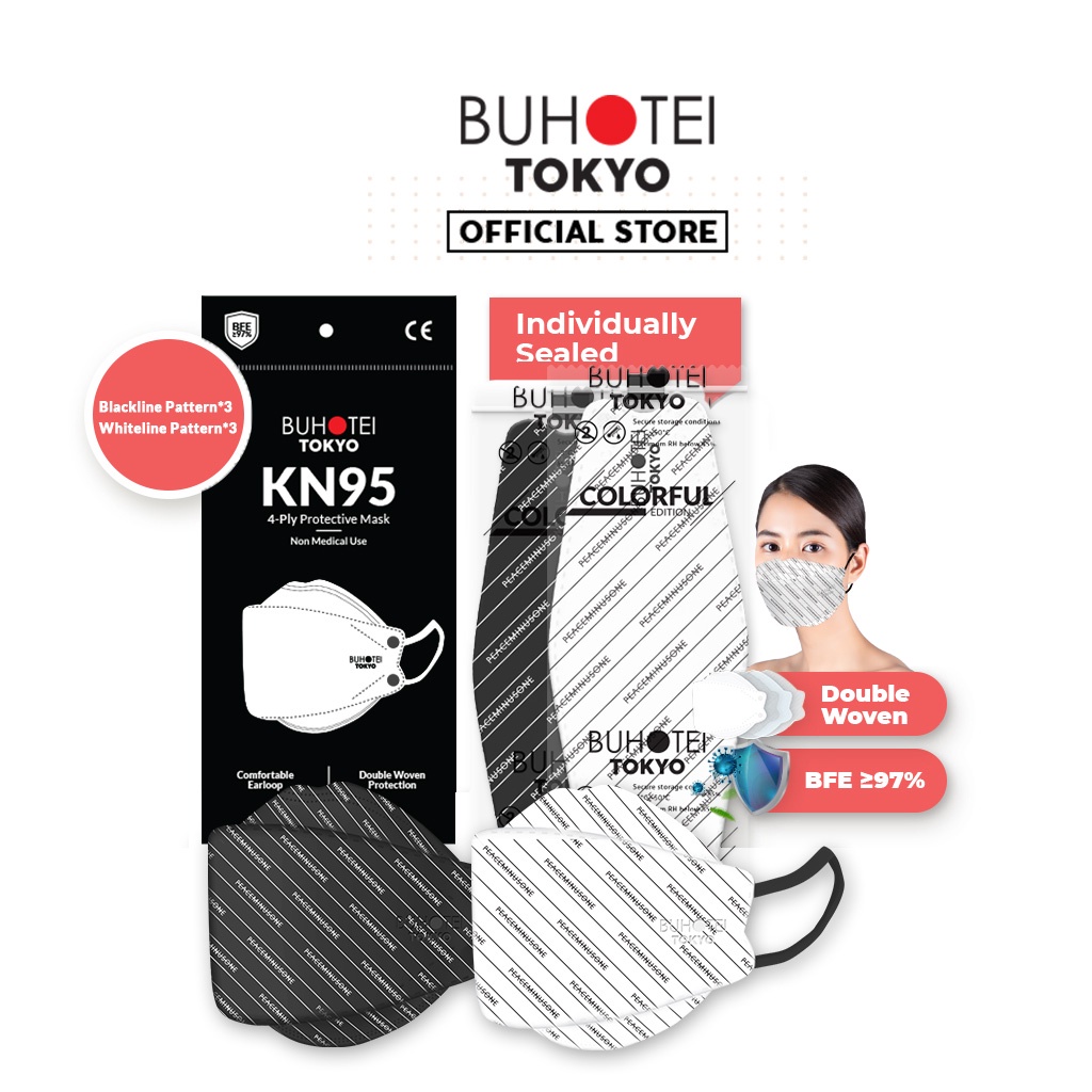 BUHOTEI Disposable Masker wajah EVO Earloop Face Mask Kesehatan masker medis-BH-Mix 6pcs(2Color)