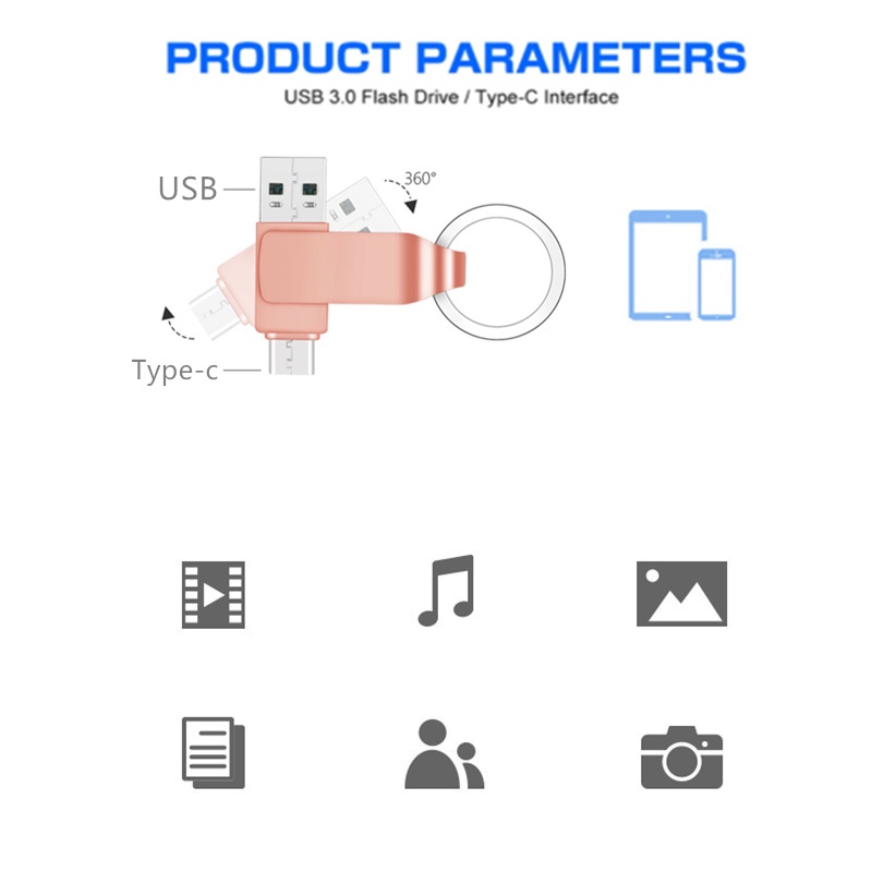 2 IN 1 Flash Drive USB 3.0 Tipe C 1TB Kecepatan Tinggi