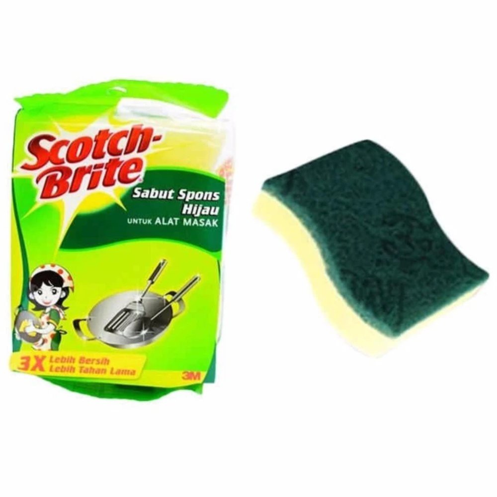 Sabut Spons Sponge Hijau Cuci Piring Scotch - Brite 3M ID-30