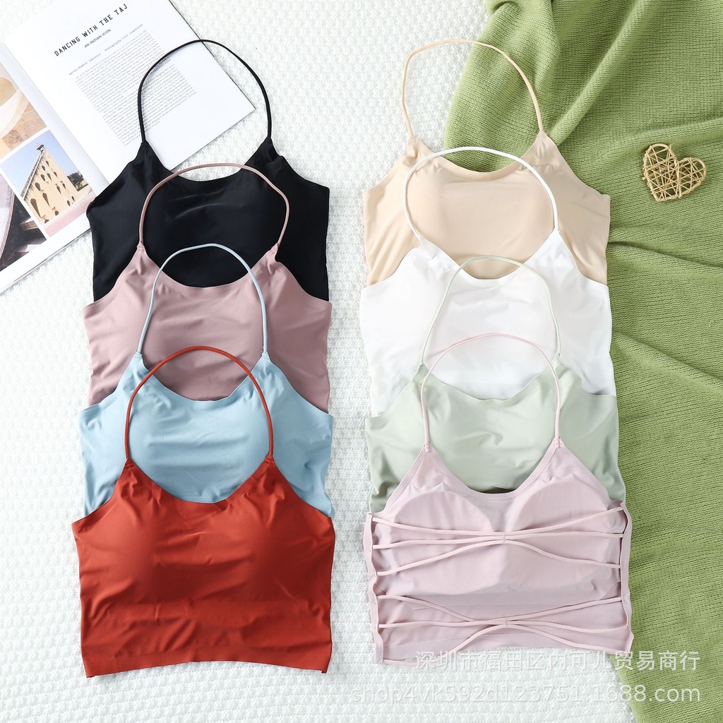 KINDS STORE ❤️ | Tali Bunder Top Bra dengan Tali Tipis Bahan Ice Silk Super Lembut