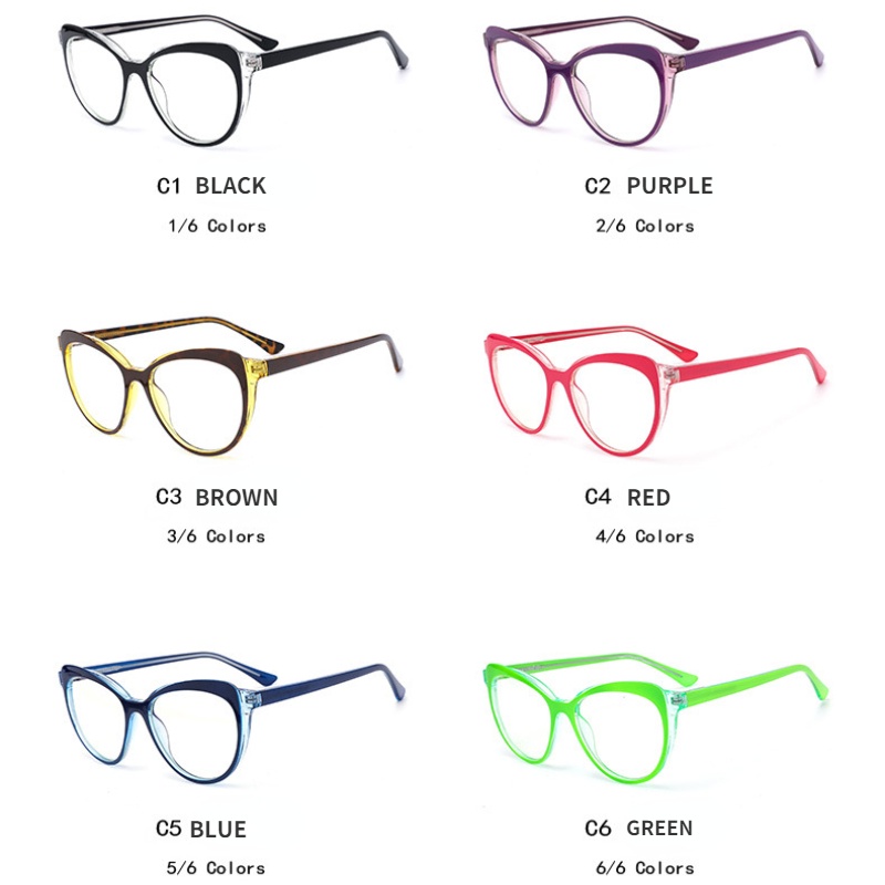 (YUZHU) Kacamata Frame Bulat Model Cat Eye Lensa Warna Permen TR90