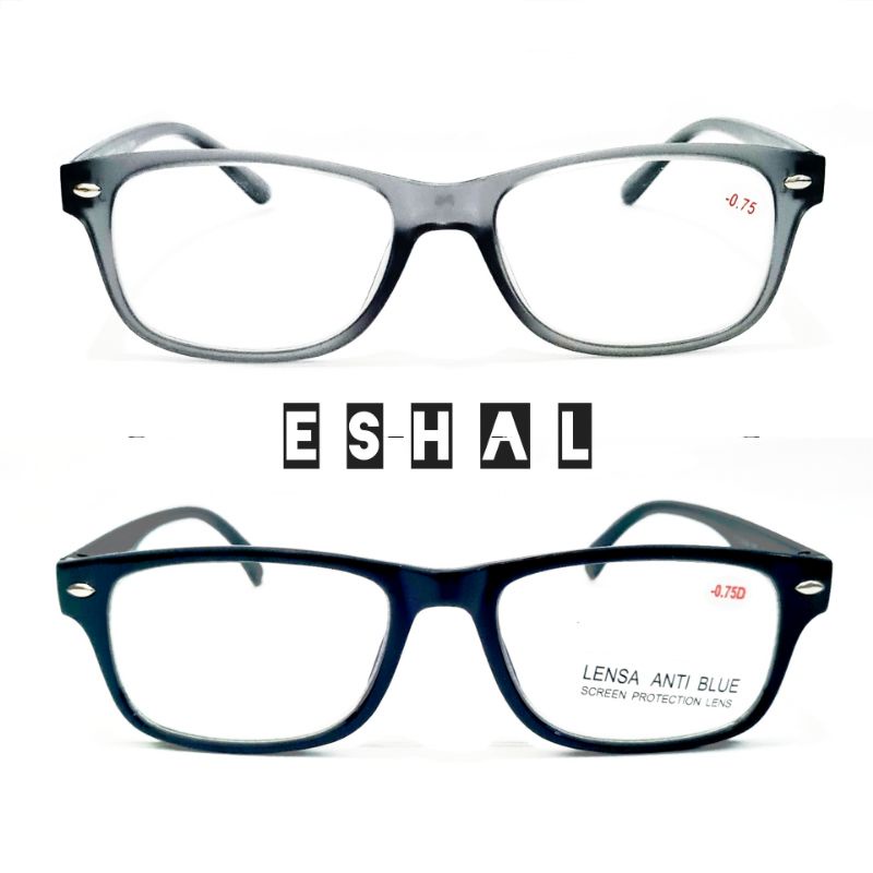 Kacamata Minus Gagang Per Pegas Warna Abu , Kacamata Min Anti Radiasi Hitam ( - ) Pria Wanita