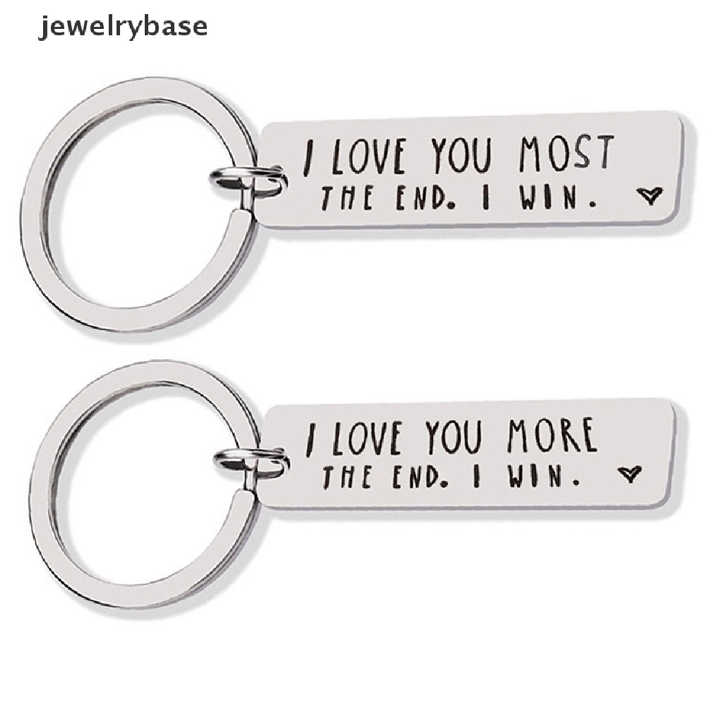 Gantungan Kunci Desain Tulisan I Love You More The END I Win Bahan Stainless Steel