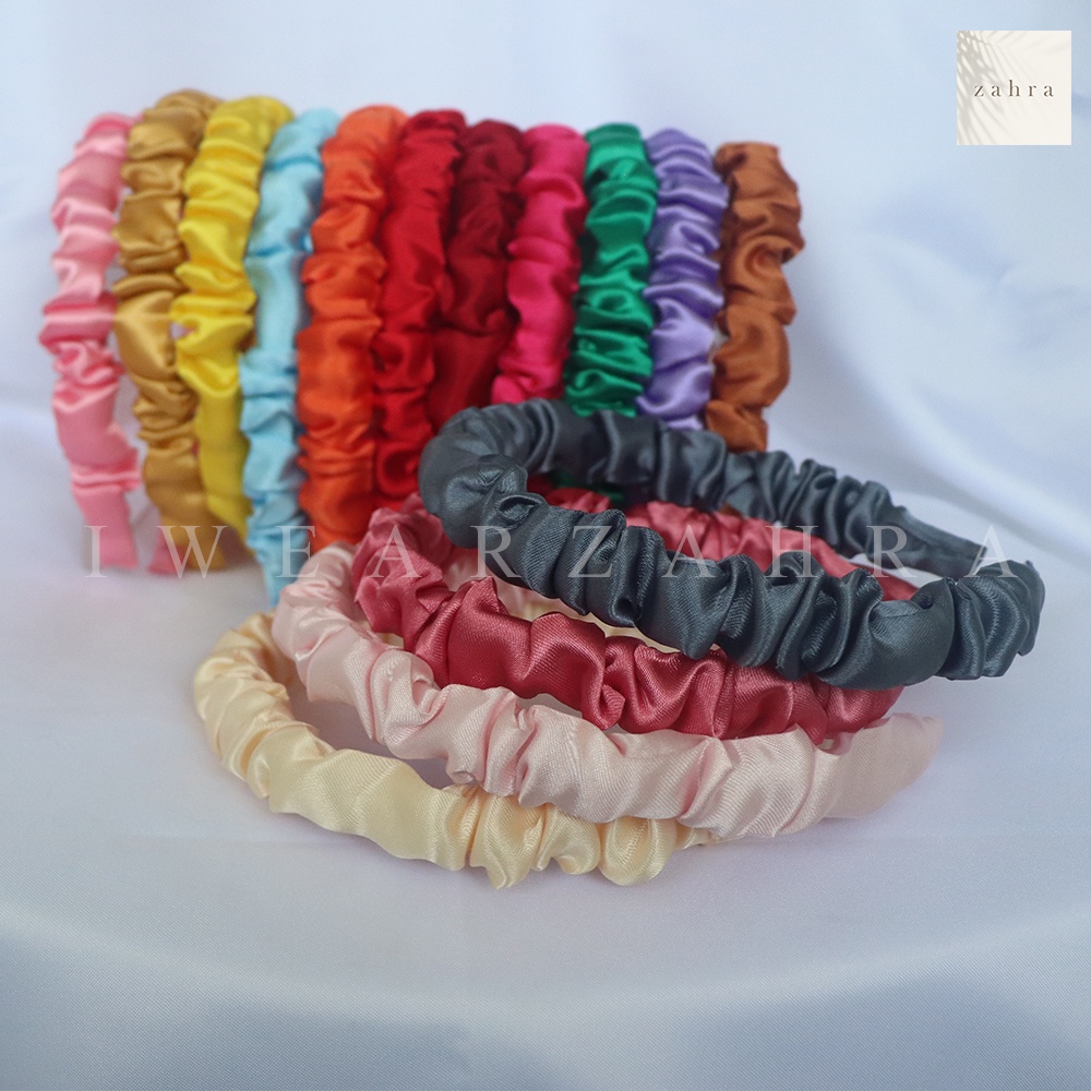 [HAGGYO] KIYOWO MINI HEADBAND - Bando Kerut Korea Aksesoris Rambut Bahan Satin Awan Bandana Hair Accessories Bayi Anak Mutiara Natal Perempuan Wanita