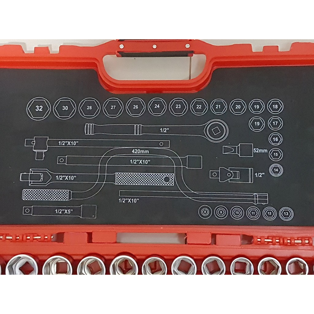 32 PCS 1/2&quot; DR. SOCKET WRENCH SET TK-014 , 6PT MAXPOWER