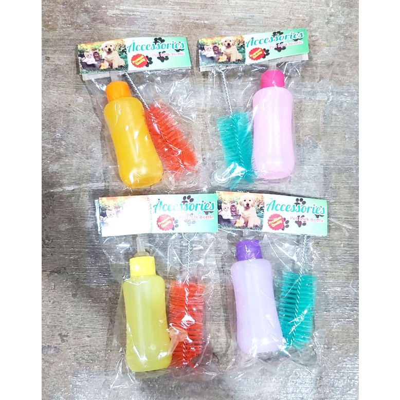 BOTOL SUSU COLOURFULL ANAK KUCING ANJING KELINCI DENGAN SIKAT DAN EXTRA DOT