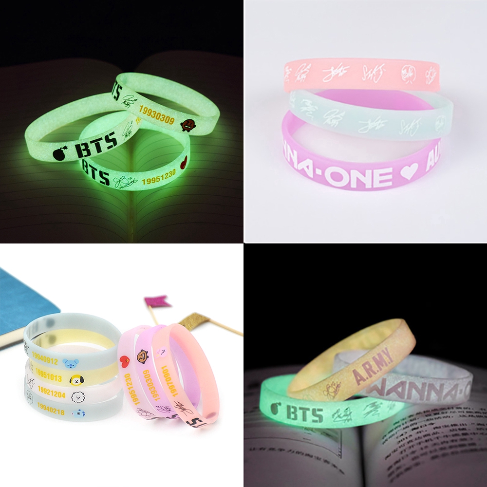 KPOP BTS  bt21 Gelang  Silikon Sport Luminous untuk Unisex 