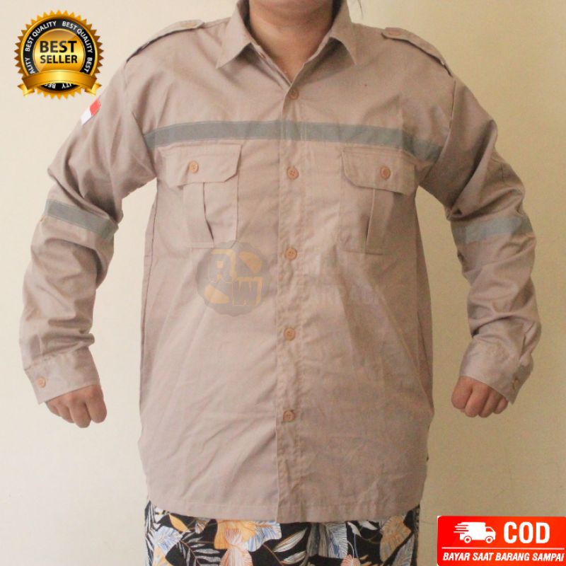 Kemeja PDL Safety Baju PDL Wearpack PDL Kancing Atasan Lengan Panjang Warna Cream