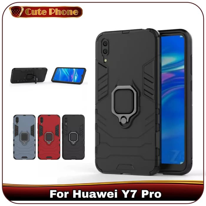 Casing Huawei Y7 Pro 2019 Y 7 Ironman Armor Ring Hard Soft Case iRing