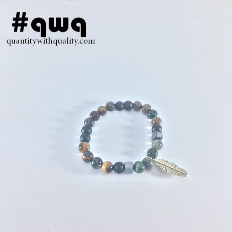 gelang batu alam custom Natural  indian agate, brown tiger eye keren