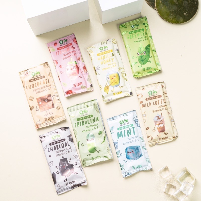 Travel Size Masker Wajah Organik BPOM By Fleo Mask 10Gr Organic / Face Mask Fleo 10Gram - Masker Bub