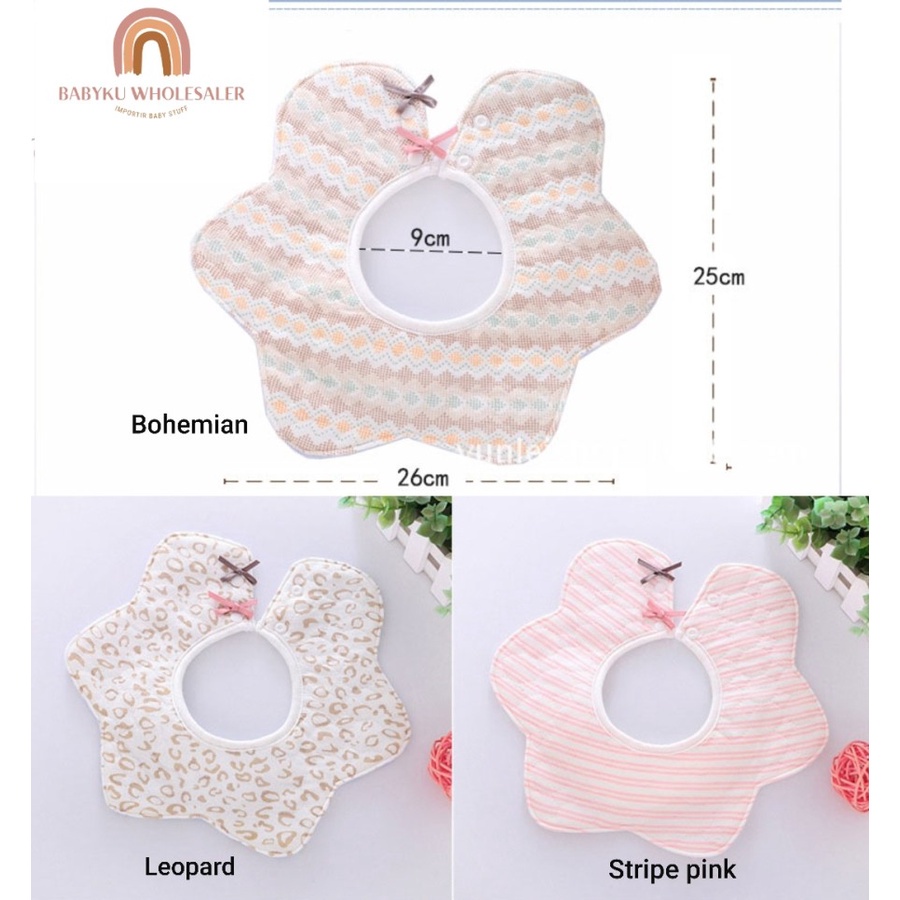 Celemek slabber bayi 360 gauze / Bib bulat tatakan makan iler bayi