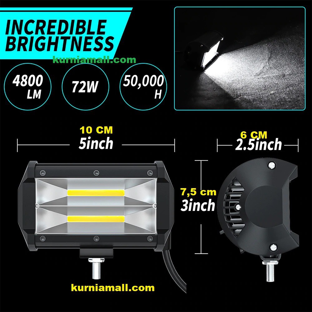 Lampu Tembak lampu senja kota Led fog lamp 72W 4800LM COB dua baris fokus  warna putih