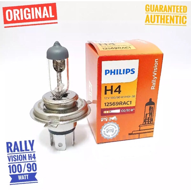 Bohlam Lampu Halogen Philips h4 12V 60/55W &amp; 100/90W Untuk Lampu Besar Mobil Original