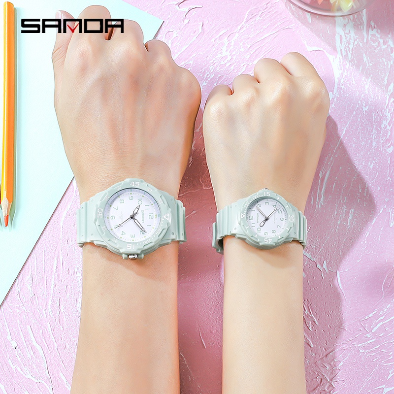 SANDA 6019 Jam Tangan Pria Wanita Analog Tali Rubber Luminous Anti Air WATCHKITE WKOS