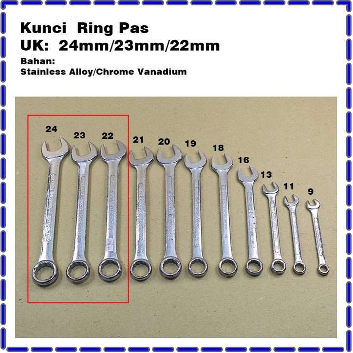 Kunci Ring Pas 22mm/23mm/24mm