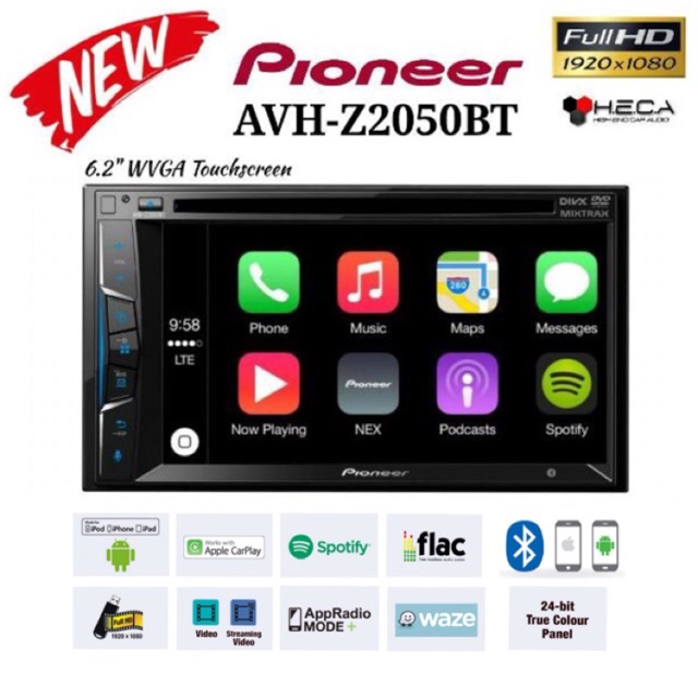 Pioneer AVH-Z2050BT Bluetooth Head Unit Double Din AVH Z2050BT Tape Mobil AVH Z2050 BT Audio
