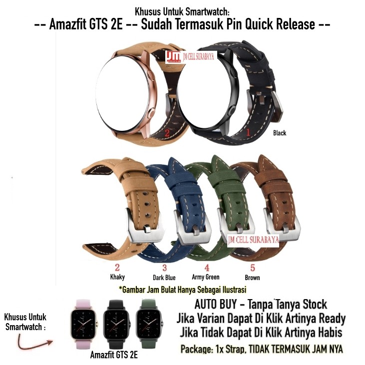 Strap Amazfit GTS 2E - Tali Jam 20mm Kulit Crazy Horse Genuine Leather