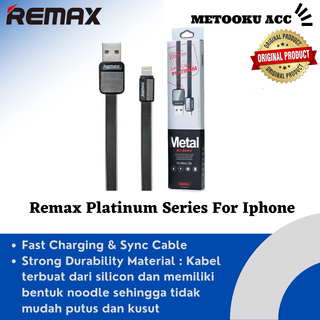 Kabel Data Remax Platinum Series Lightning For Iphone 5/5s/5c/6/6s USB kabel Plug