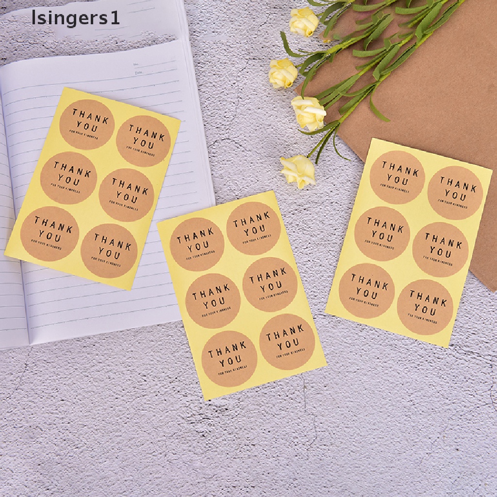 (lsingers1) 60pcs Stiker Label Tulisan Thank You Bahan Kertas Kraft Untuk Dekorasi Kue