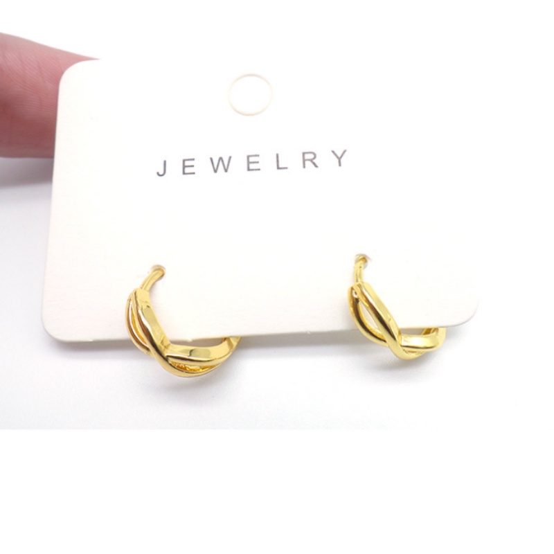 We Flower Anting Hoop Silver S925 14K Gold Bentuk Bulat Silang Twisted Gaya Minimalis Untuk Wanita