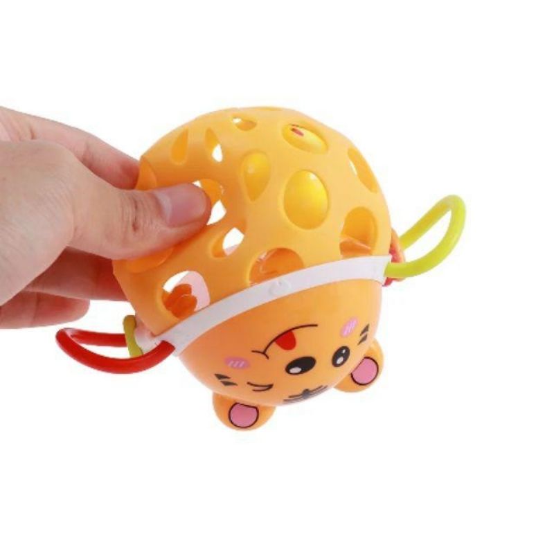 Mainan Teether Baby Hollow Rattle Karet Bola Kerincingan Gigitan Bayi Binatang Animal