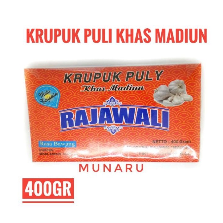 

Kerupuk Puli Rajawali Khas Madiun 400gr Rasa Bawang Krupuk Lempeng Beras