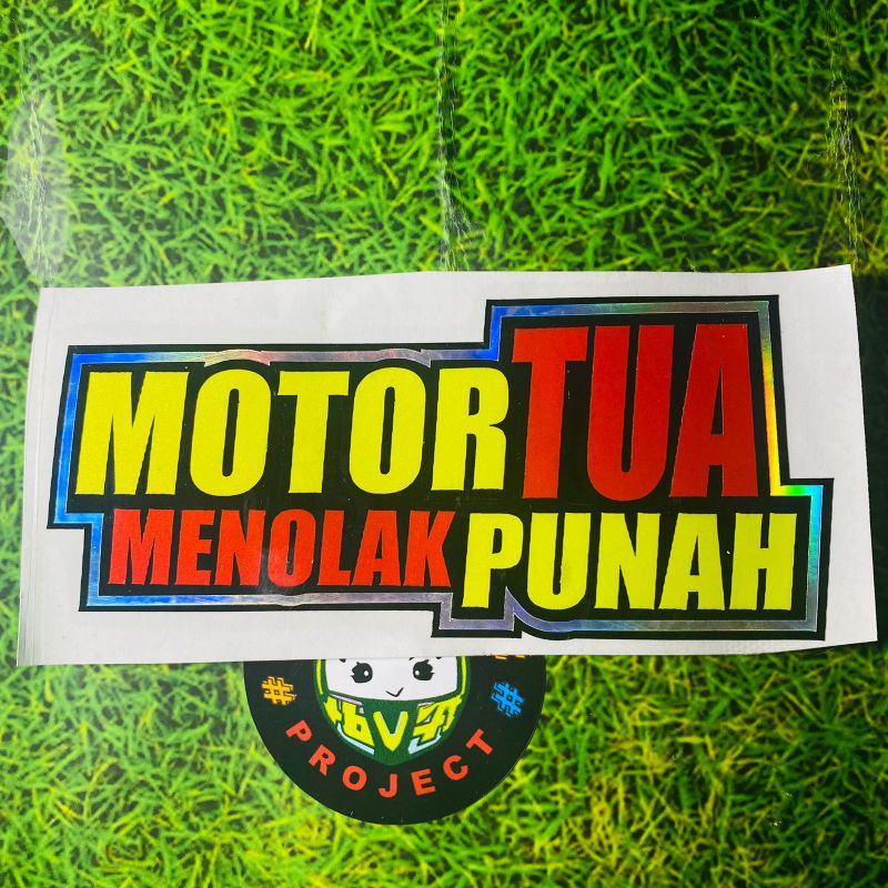 Stiker kata kata MOTOR TUA MENOLAK PUNAH cutting sticker tumpuk variasi motor acc motor grand rk king cb supra