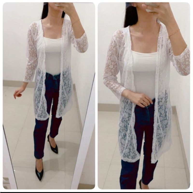A220 Cardigan Brukat Wanita , Cardigan Kebaya Wanita , Cardigan Brokat Bunga Jahit ,Cardigan Panjang