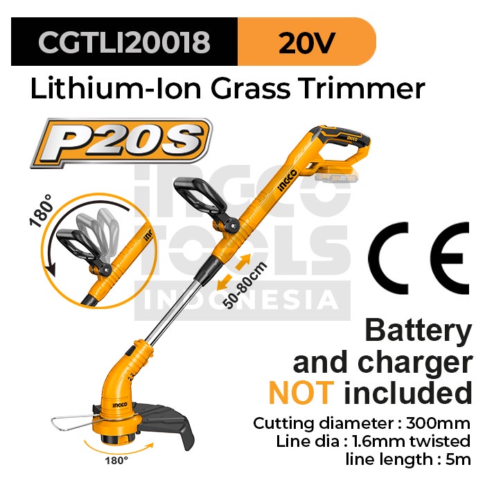 P20S String Grass Trimmer INGCO CGTLI20018 Mesin Cordless Potong Pemotong Rumput Senar Baterai