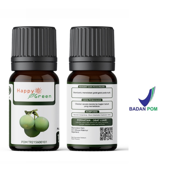 BPOM Happy Green Tamanu Oil (10 ml) - Minyak Tamanu Ben Oil Murni 100% Pure Garansi Uang Kembali !