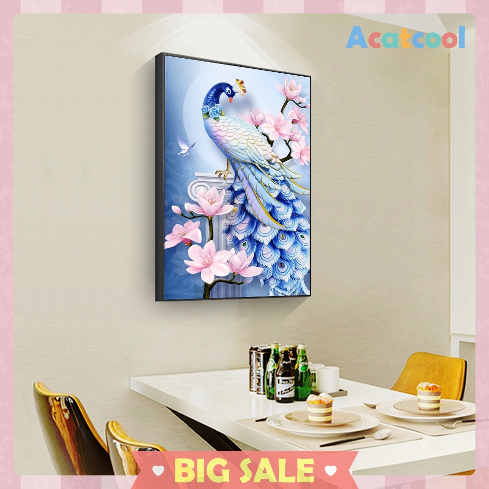 Diamond Painting Peacock Flower Full Round Rhinestone Picture Set 30x40cm