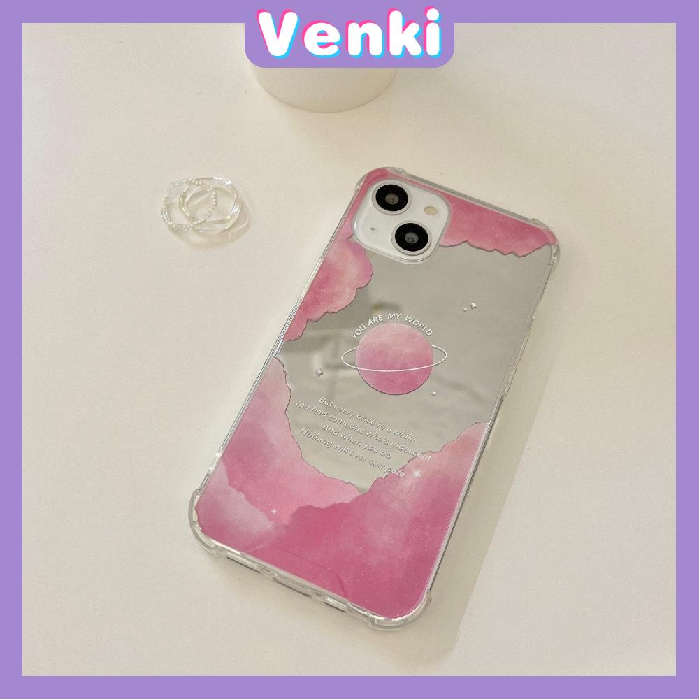 iPhone Case Acrylic HD Makeup Mirror Airbag Shockproof Protection Camera Pink Planet Moon Cloud Compatible For iPhone 11 iPhone 13 Pro Max iPhone 12 Pro Max iPhone 7 Plus iPhone xr