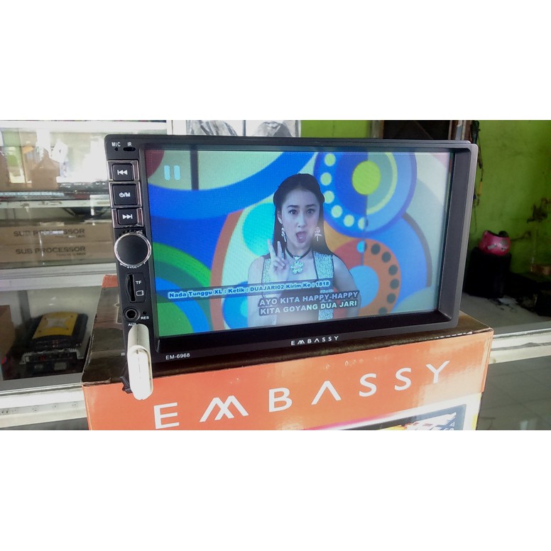 Head Unit Tape Mobil Doubledin FULL HD MP5.MP4.USB EMBASSY EM 6968 LED