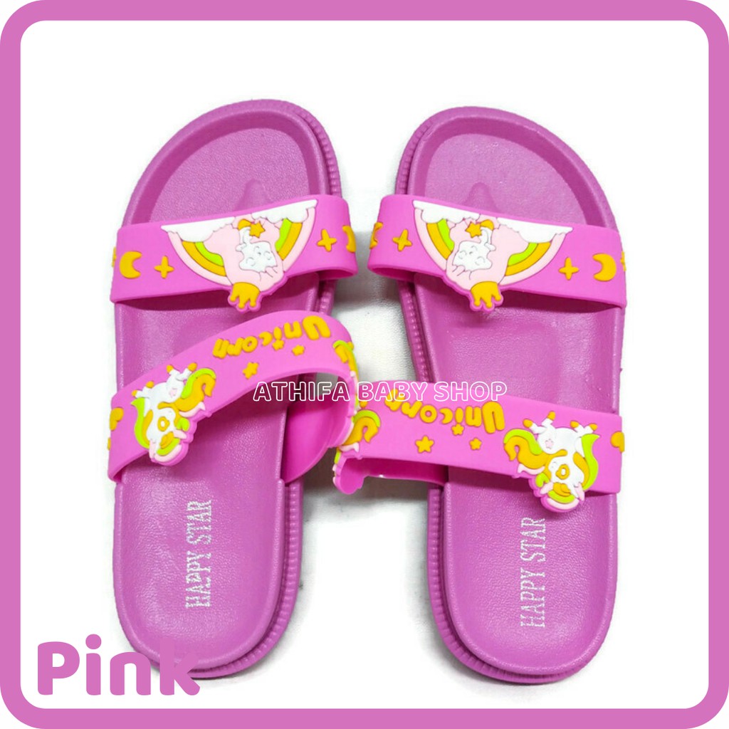 Sandal Slop Anak Perempuan Unicorn Kuda Pony Poni Sendal Balita Cewek Usia 3 4 5 6 7 8 9 10 Tahun