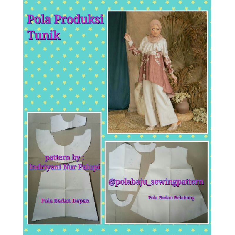 Pola Produksi Tunik 08 - Pola baju - Sewing pattern