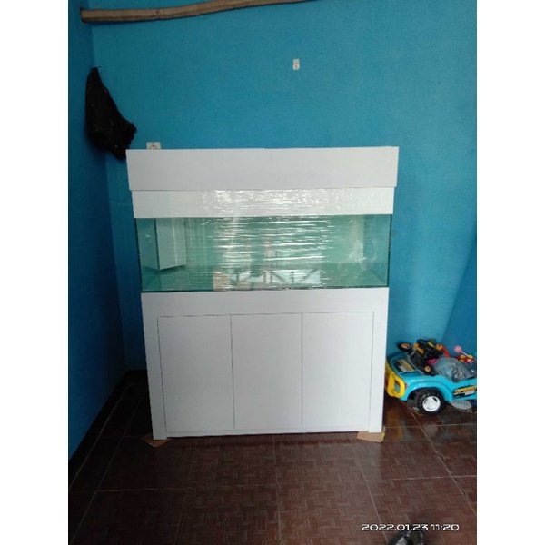 aquarium set 120x45x50 full 8mm + lemari cabinet + sump filter