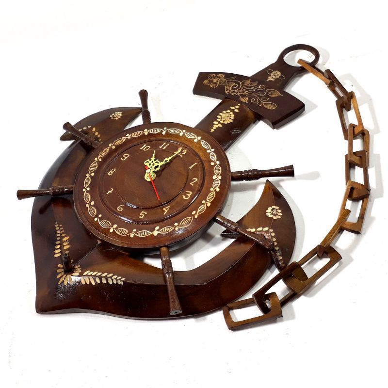 Jam Dinding Jangkar Kapal Kayu Jati