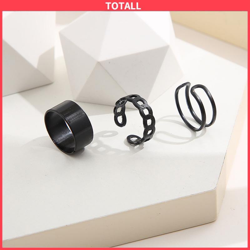 COD 3 Pcs/set Korea Vintage Jari Cincin Set In Fashion Keren Punk Knuckle Cincin untuk Pria Wanita Hip Hop Perhiasan-Totall