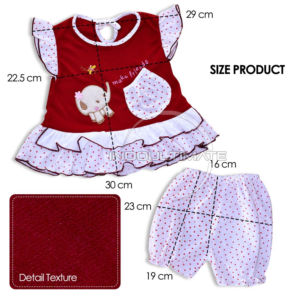 Setelan Baju Bayi Perempuan Baru Lahir Newborn Murah Dress Baju Bayi 0-6 Bulan Set Celana BCS-084