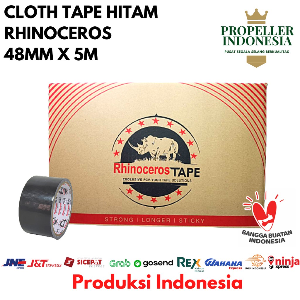 Cloth Tape RHINOCEROS Tape Lakban Kain Lakban Jilid 48MMx5 METER @72Pcs/Dus