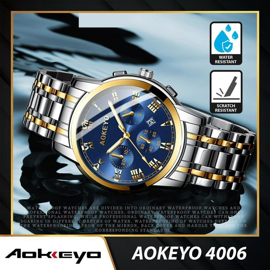 AOKEYO 4006 Jam Tangan Pria Anti Air Original Luxury Stainless Steel