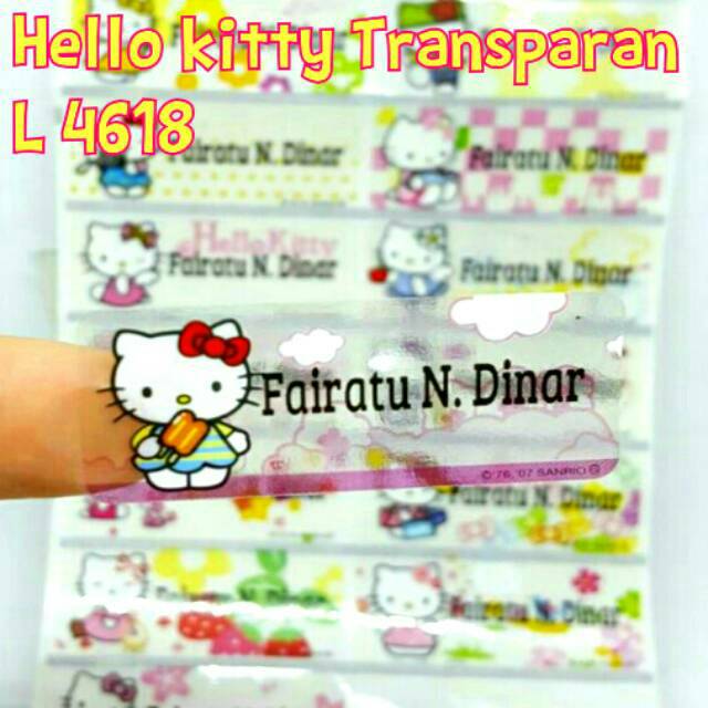 

Label nama anti air stiker waterproof Hello Kitty Transparan