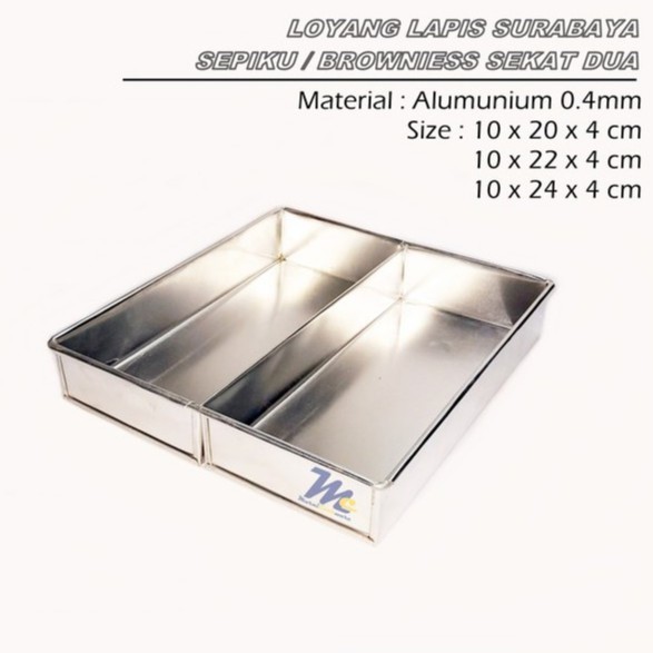 Loyang Lapis Surabaya Sekat Dua /Loyang Sepiku /Brownies Double size 10x20x4 - 10x24x4 cm