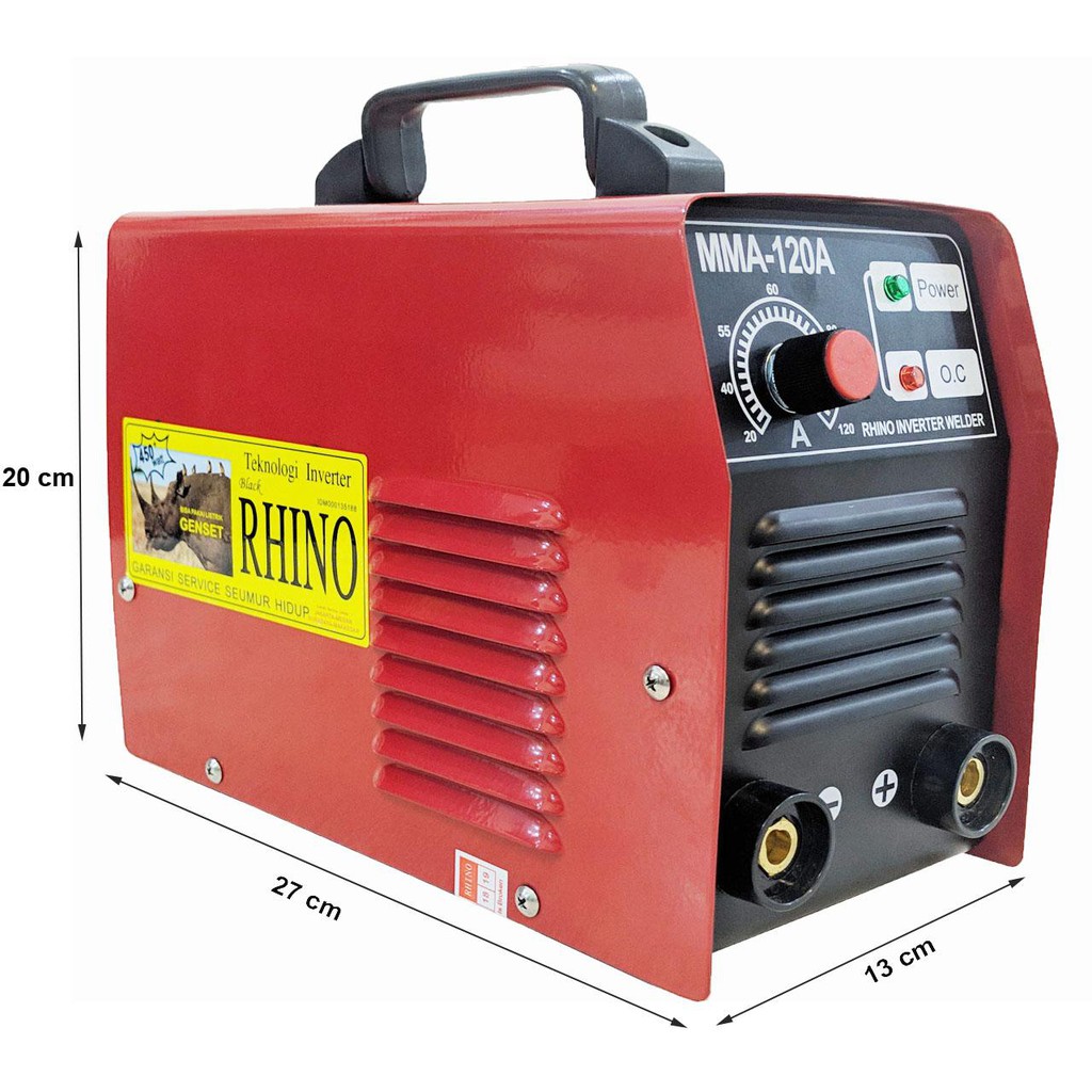 RHINO Mesin Las Listrik 900watt 900 Watt MERAH Trafo Las Inverter 120A 900W Travo Las 900Watt Watt / Travo Las Inverter Merah MMA 120A