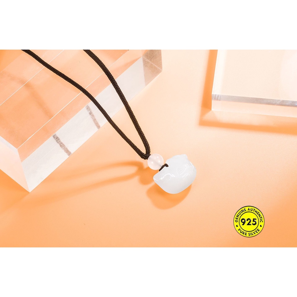 Kalung Tali Hitam Dengan Liontin Kucing Lucu Untuk Wanita