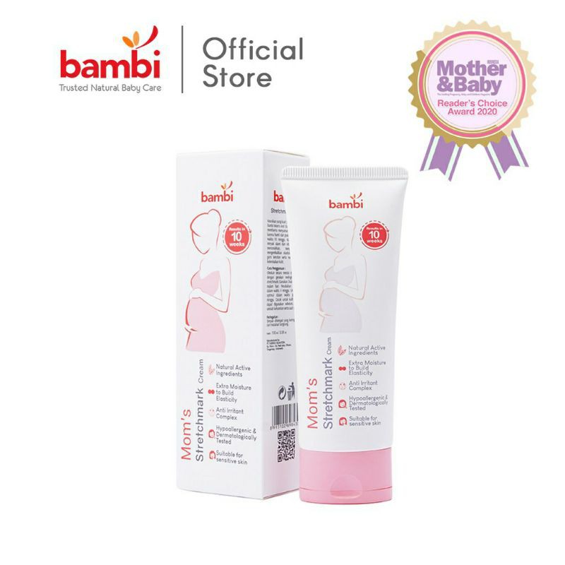 Bambi Baby Mom's Stretchmark Cream 100ml - Krim Pehilang Selulit Kulit Pasca Melahirkan