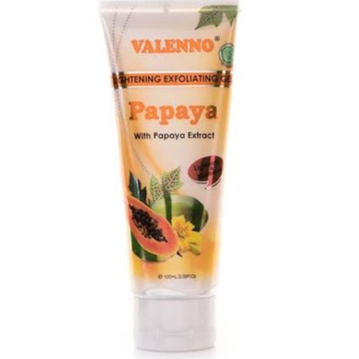 VALENNO FACIAL FOAM PAPAYA // EXFLOATING GEL 100ml // 50ml - Sabun Paya