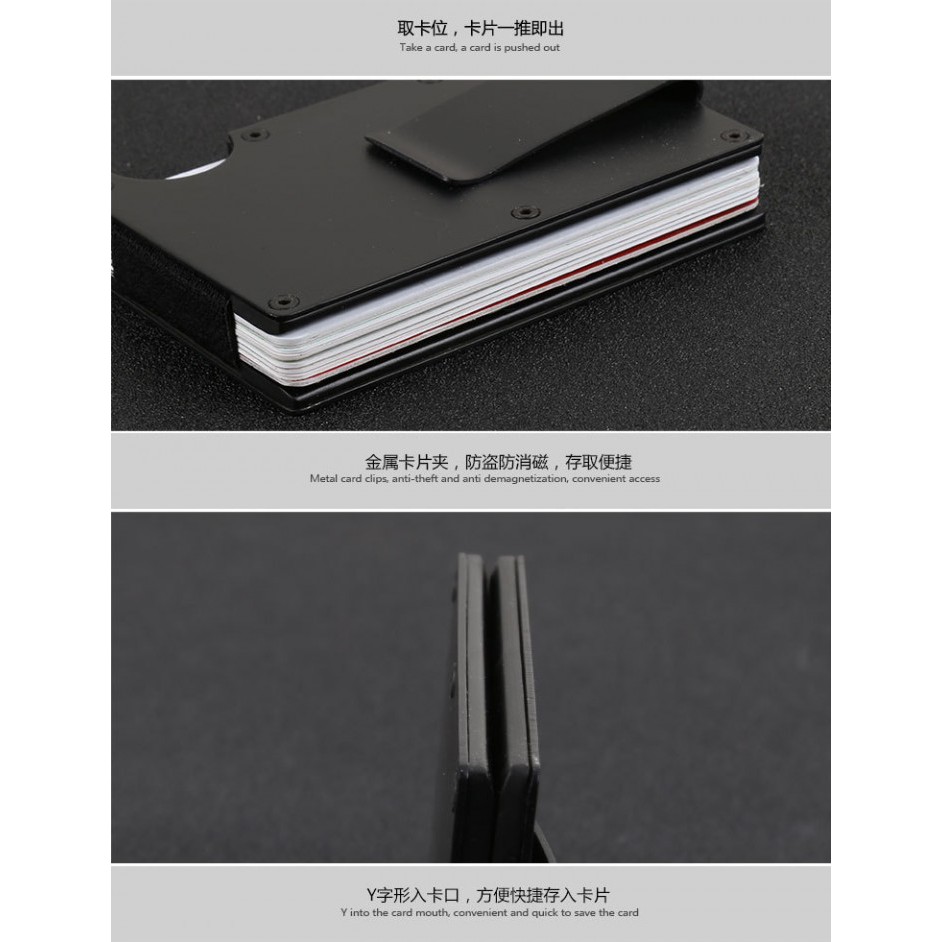 X11-C - Metal Card Wallet Money Clip with RFID Blocker